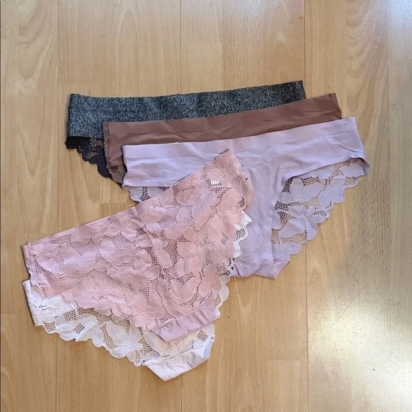 Danskin Women's Lace Trim Panties - Gray, Brown, Lavendar, Pink, Cream - Picture 1 of 3
